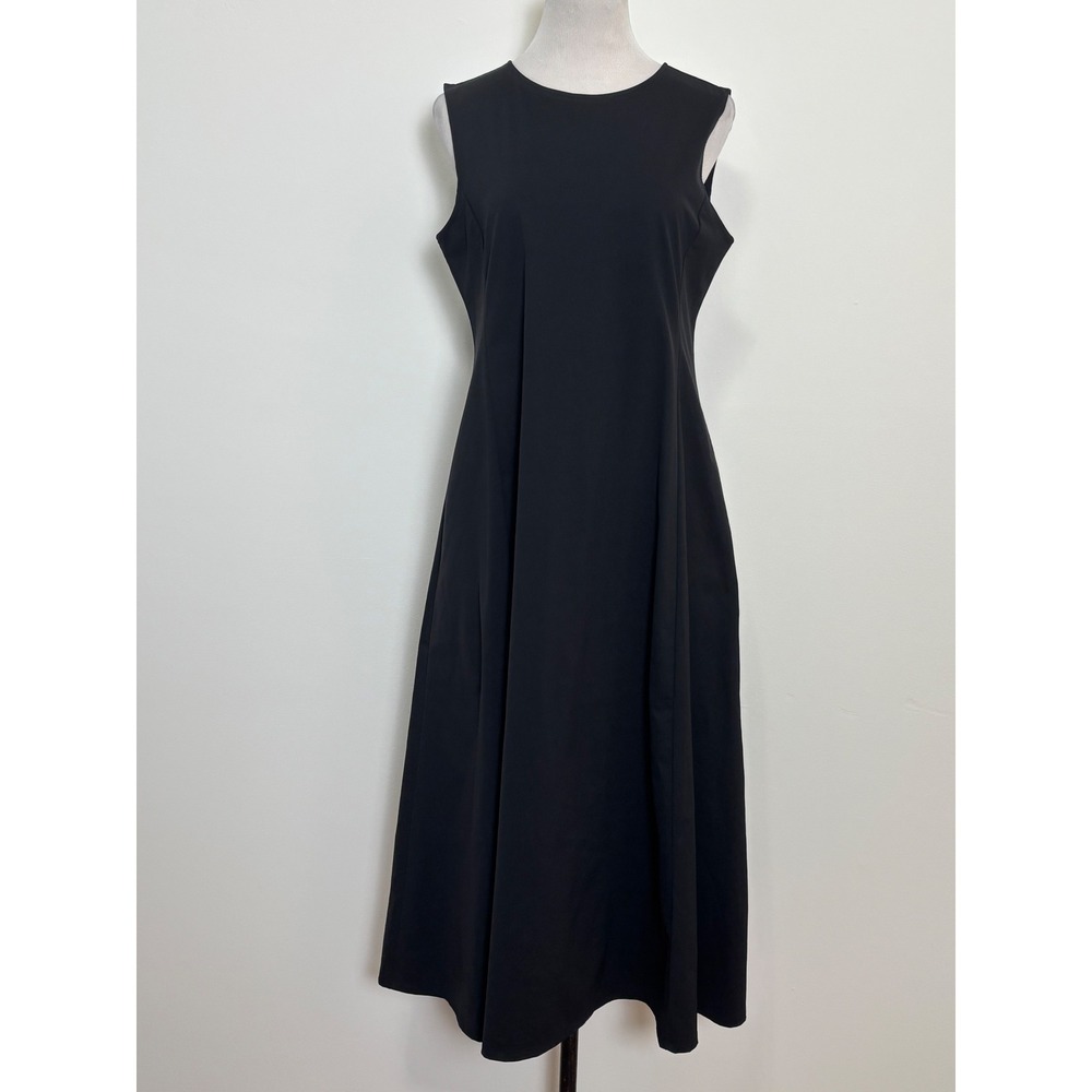 Uniqlo AIRism Ultra Stretch Midi Dress L Black Sleeveless Minimalist Travel